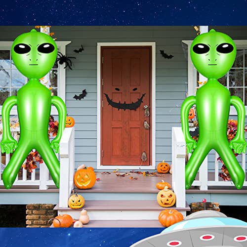 63 Inch Inflatable Alien Party Decoration - Green Space Themed Balloon Set