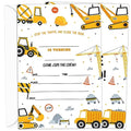 Construction Themed Birthday Party Invitations for Boys Set of 20