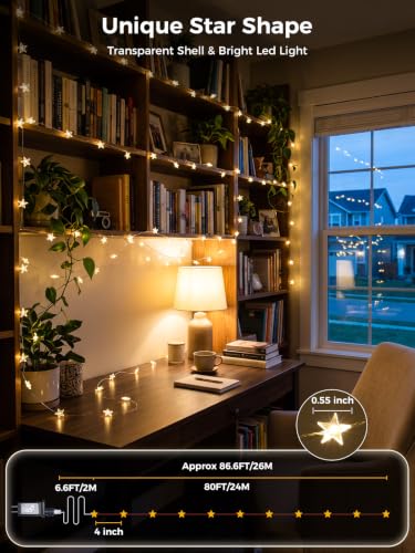 80FT 240 LED Star String Lights - Silver Wire, Waterproof, Remote Control