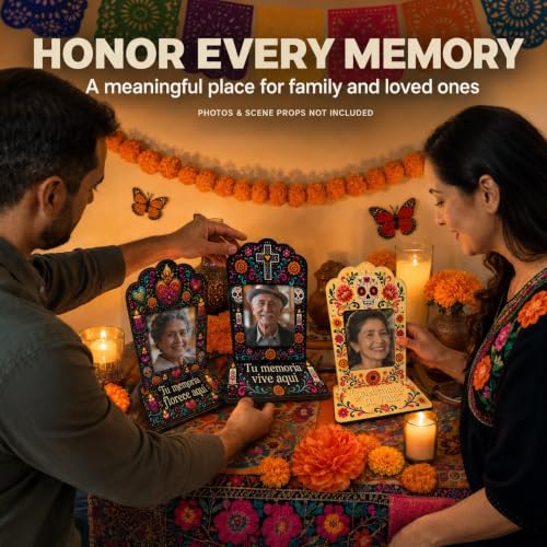Wovelli Dia De Los Muertos Decorative Picture Frame - Yellow, Day of the Dead Altar