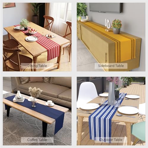 Encasa XO Black Ladder Cotton Table Runner 13x94 - Modern Dining Decor