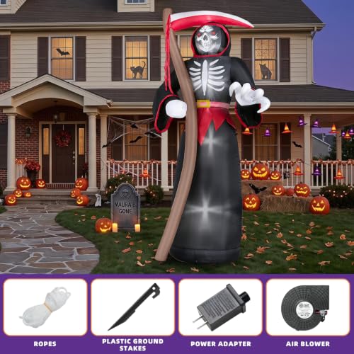 8FT Halloween Inflatable Grim Reaper with LED Lights Outdoor Yard Decor - Black Reaper
