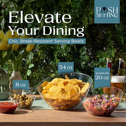 Clear Angled Plastic Serving Bowls 20oz Set of 5 - Medium for Parties