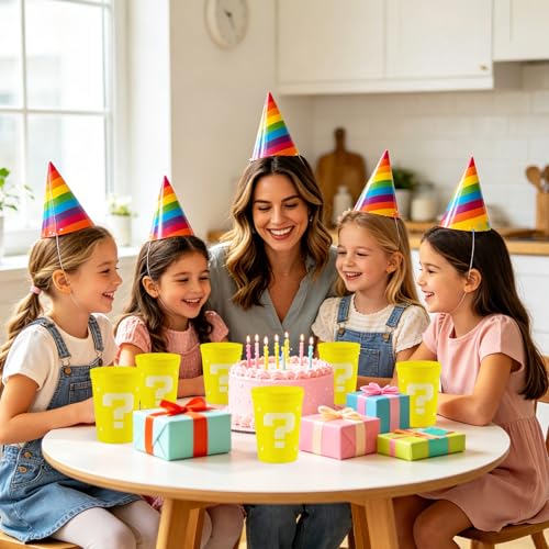 24 Pack Yellow Plastic Party Cups 12oz Reusable Tumblers for Birthday & Themed Events