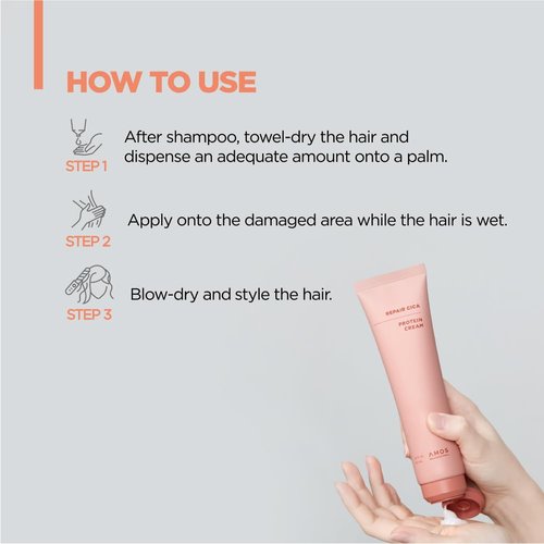 AMOS PROFESSIONAL Repair Cica Protein Cream l Anti-Frizz Deep Conditioner for Split Ends & Breakage l 5.0 fl. oz.