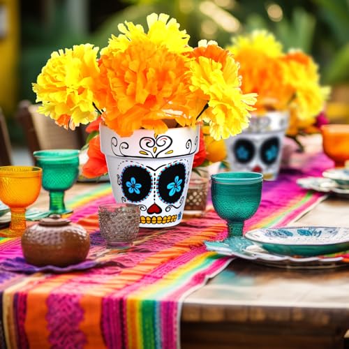 Day of the Dead Skull Vase Centerpiece Set with Marigold Flowers - Variation: Skull