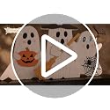 Large Halloween Ghost Decor with Purple LED Lights - Tabletop Sign with Witch Hat Broom Bats Jack O Lantern, Indoor Home Party Halloween Decoration
