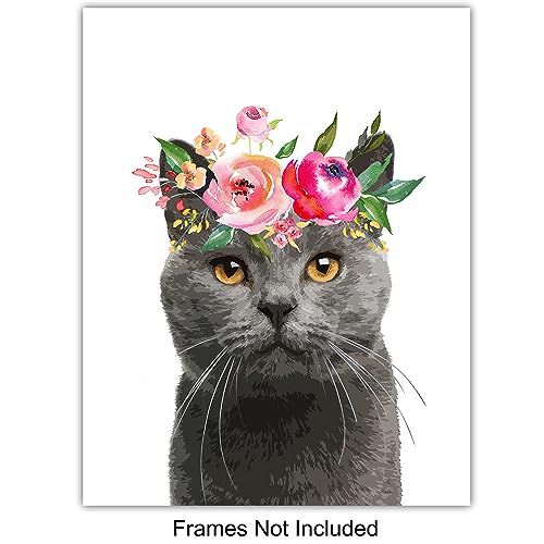 Cat Wall Art Prints Set - Unframed 11x14 Cute Kitten Room Decor