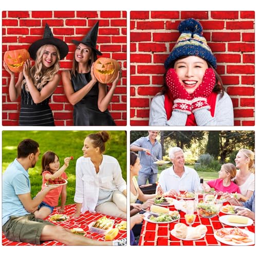 6-Pack Red Brick Tablecloths for Christmas Holiday Party Decor - 54x108 Inches
