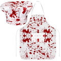 Halloween Bloody Chef Apron & Hat Set - White, Red Bloody Style, 2 Pieces