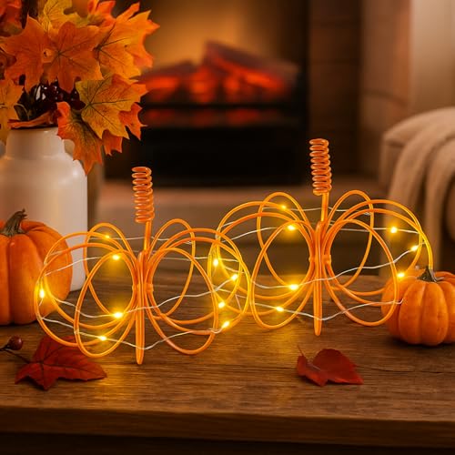 Light-Up Metal Pumpkin Decor Set for Autumn Halloween Thanksgiving Indoor Outdoor