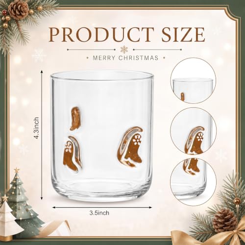 14 oz Stemless Juice Glasses Set - Elegant Brown Boot Design for Wine, Cocktail & Drinkware