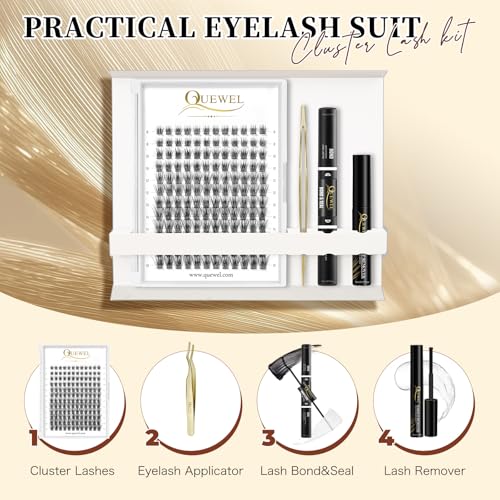 1 Pack DIY Eyelash Extensions Kit with 144 Clusters, Glue, Tweezers & Remover