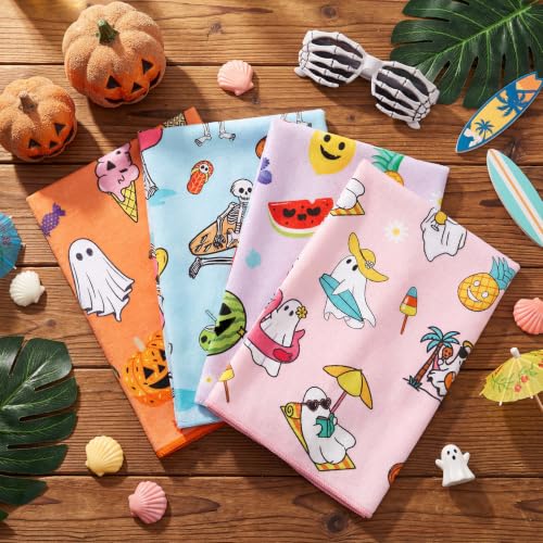 Halloween Skull Kitchen Towels Set - Funny Ghost Hand Towels, 4 Pcs Variation of Skull