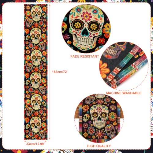 Day of the Dead Decorations Set with Sugar Skull Table Runner and Marigold Flowers