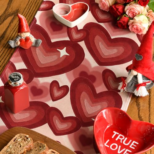 Artoid Mode Love Hearts Valentine's Table Runner 13x60 Inch Red Home Decor
