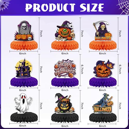 Halloween Honeycomb Table Centerpieces - 9 Pack Party Decorations