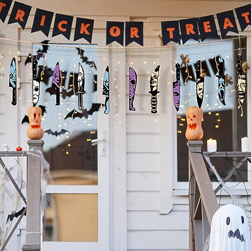 Blue Horror Movie Decor Knife Hanging Ornaments - Halloween Tree Decorations, 12pcs