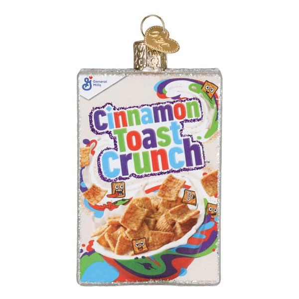 Christmas Glass Blown Ornament - Cinnamon Toast Crunch Cereal Box Holiday Decoration