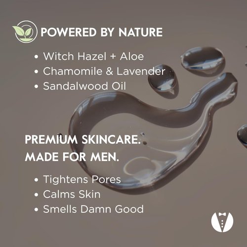 GROOM After Shave Toner for Men | Soothing, Pore-Tightening Formula with Aloe, Sandalwood, Chamomile & Vitamins A+E | Calms & Tones Skin | 2 oz