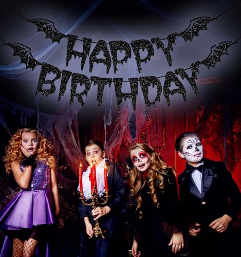 Vampire Themed Birthday Banner - Halloween Bat & Vampire Party Decorations
