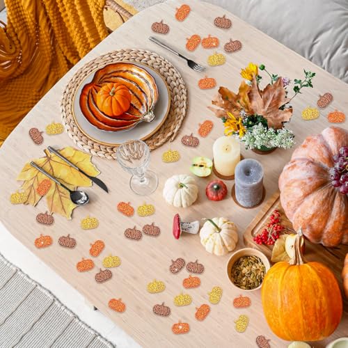 Fall Pumpkin Glitter Confetti - 500 Pcs Felt Autumn Table Decorations - Variation of THIS listing