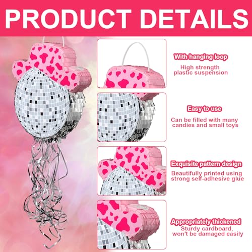 Disco Ball Piñata Party Supplies with Hat Blindfold and Bat for Celebrations