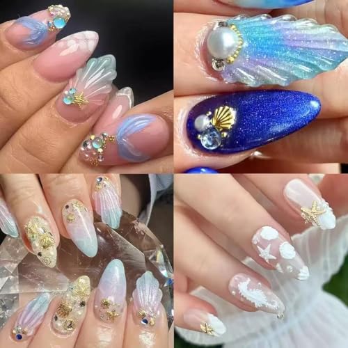 Marine Theme Nail Art Charms Set - Style-20, 3D Seashells & Sea Creatures, 2 Boxes