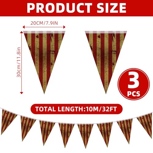 9 Pieces Creepy Carnival Halloween Decorations Set - Blood Splatter Banners & Tablecloth