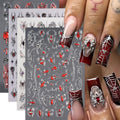 Halloween Nail Stickers 4 Pack 5D Self-Adhesive Spider Web Decals with Rhinestones Style11