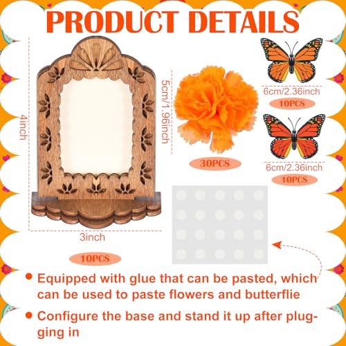 Day of the Dead Decoration Kit with Wooden Photo Frames, Marigolds & Butterflies