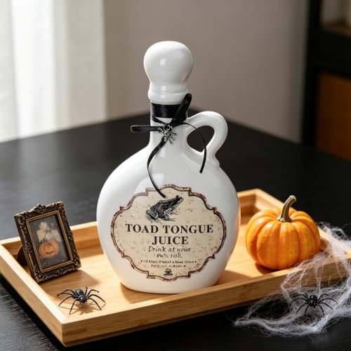 Ceramic Halloween Potion Bottle - White Toad Variation for Gothic Decor