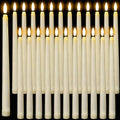 4 Pack Ivory Flameless Taper Candles - Battery Operated Flickering LED Candlesticks