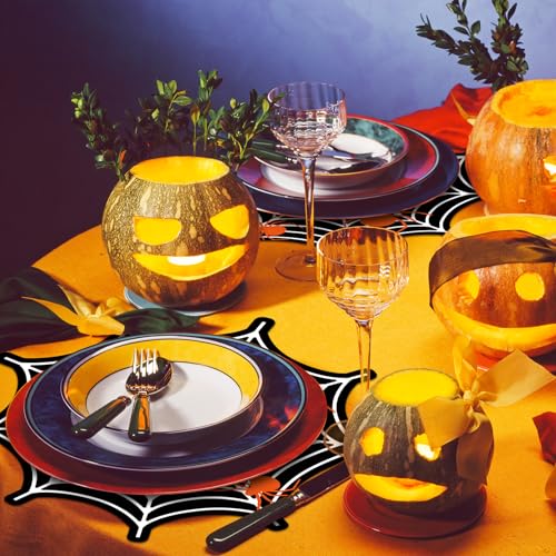 Halloween Spider Web Paper Placemats - Disposable Table Mats for Dining & Parties, 50 Pack, 13.4 Inch