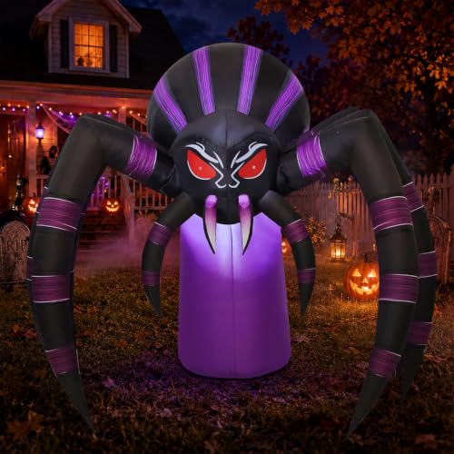 7 Ft Inflatable Halloween Spider with LED Lights Outdoor Yard Decor