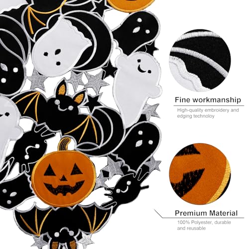 Halloween Spooky Table Runner 14x59 Inch with Embroidered Pumpkins & Bats - Gothic Decor