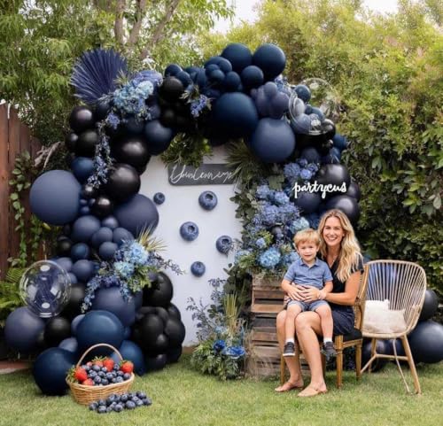 Navy Blue Black Balloon Arch Kit Double Stuffed for Birthday Baby Shower Wedding Halloween