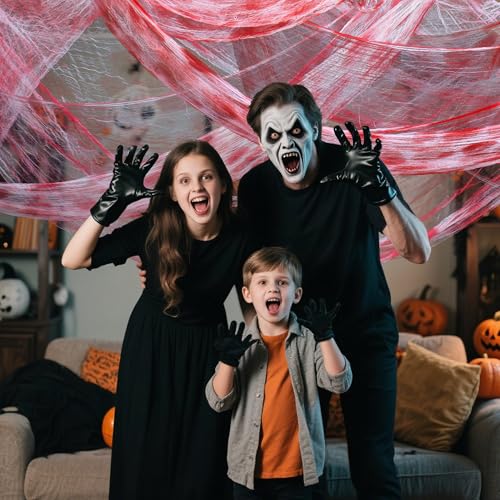 Red Halloween Creepy Cloth - 48x240 Inch Spooky Fabric for Decorations