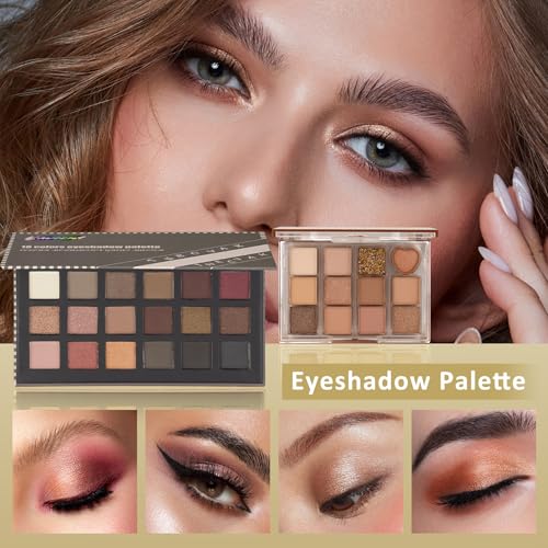 Teen Makeup Kit with Eyeshadow, Lip Gloss, Foundation & Brushes – All-in-One Cosmetics Set for Girls