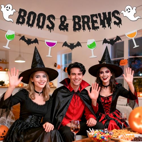 Halloween Party Banners Boos & Brews Decorations for Kids & Haunted House