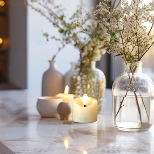 Ivory Flameless LED Tea Lights Votives 24 Pack - Realistic Flickering Candles