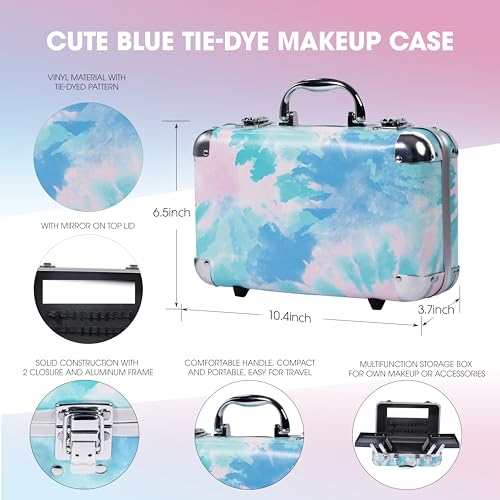 All-in-One Makeup Set with Blue Tie-Dye Case for Beginners & Enthusiasts