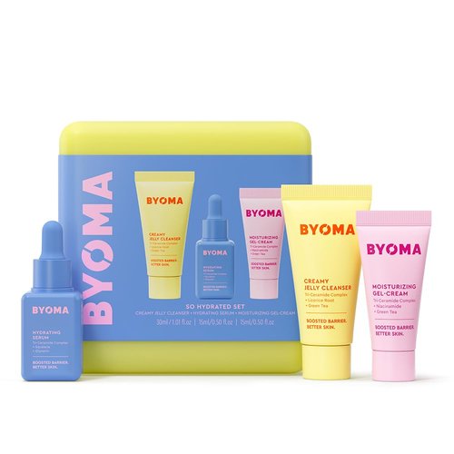 BYOMA So Hydrating Set - Barrier Repair Skincare Collection - Cleanser, Serum & Moisturizer for Dry Skin - 30ml, 15ml, 15ml