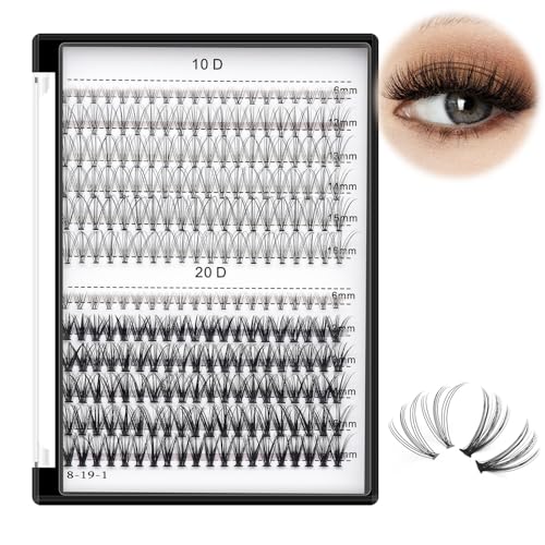 Mixed D Curl Lash Clusters 10D 20D with 6mm Lower Lashes 240pcs - 12-16mm Variations