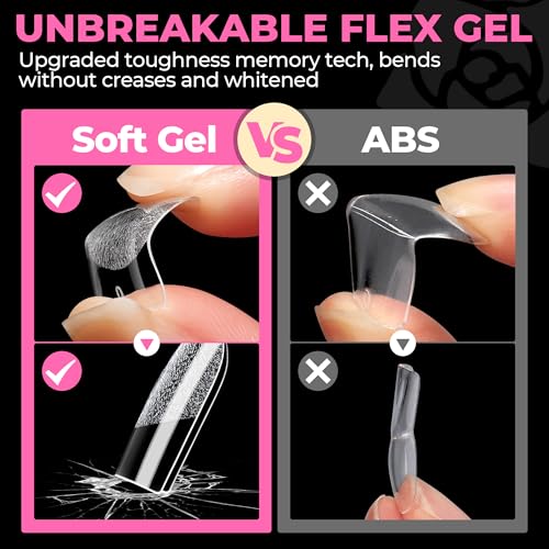 UNA GELLA Extra Short Sharp Square Nail Tips - 504PCS, Pre-Shaped, Long-Lasting