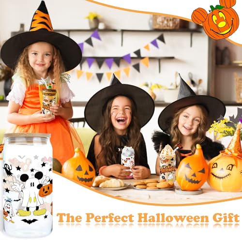 White 4-Piece Halloween Ghost Glass Cups with Lids & Straws - 16oz