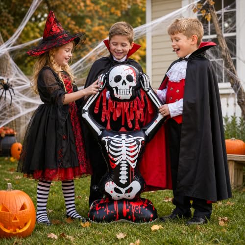 3.5FT Self Standing Bloody Skeleton Balloon Halloween Decor - Indoor Outdoor