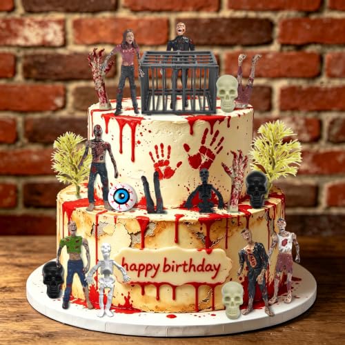 Zombie Cake Decoration Set with Figures and Accessories for Halloween Birthday