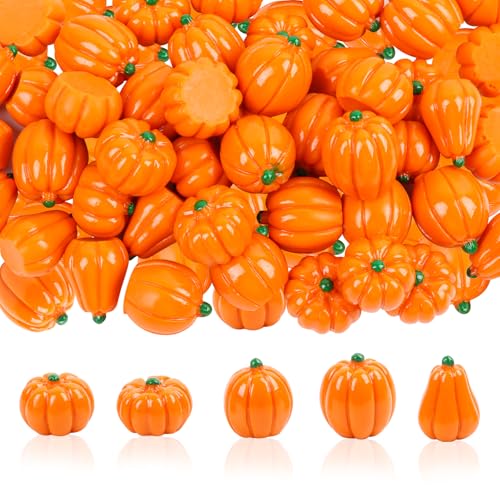 Mini Resin Pumpkins Set for Fall Halloween Thanksgiving Crafts - 50 Pieces