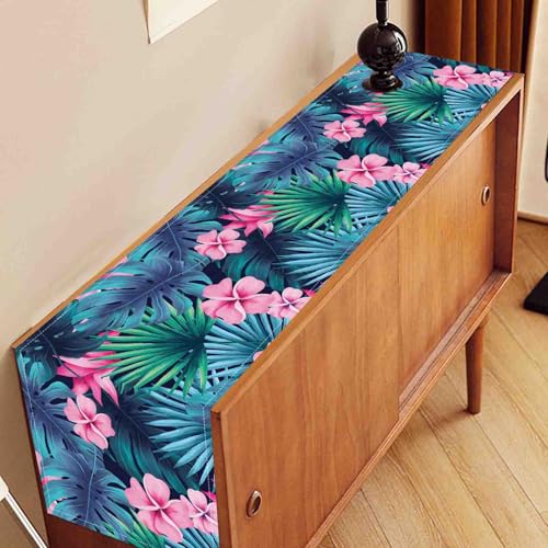 Tropical Table Runner - Drapeloft 13x90 Inch Floral Palm Leaves for Kitchen & Dining - Variation of THIS listing